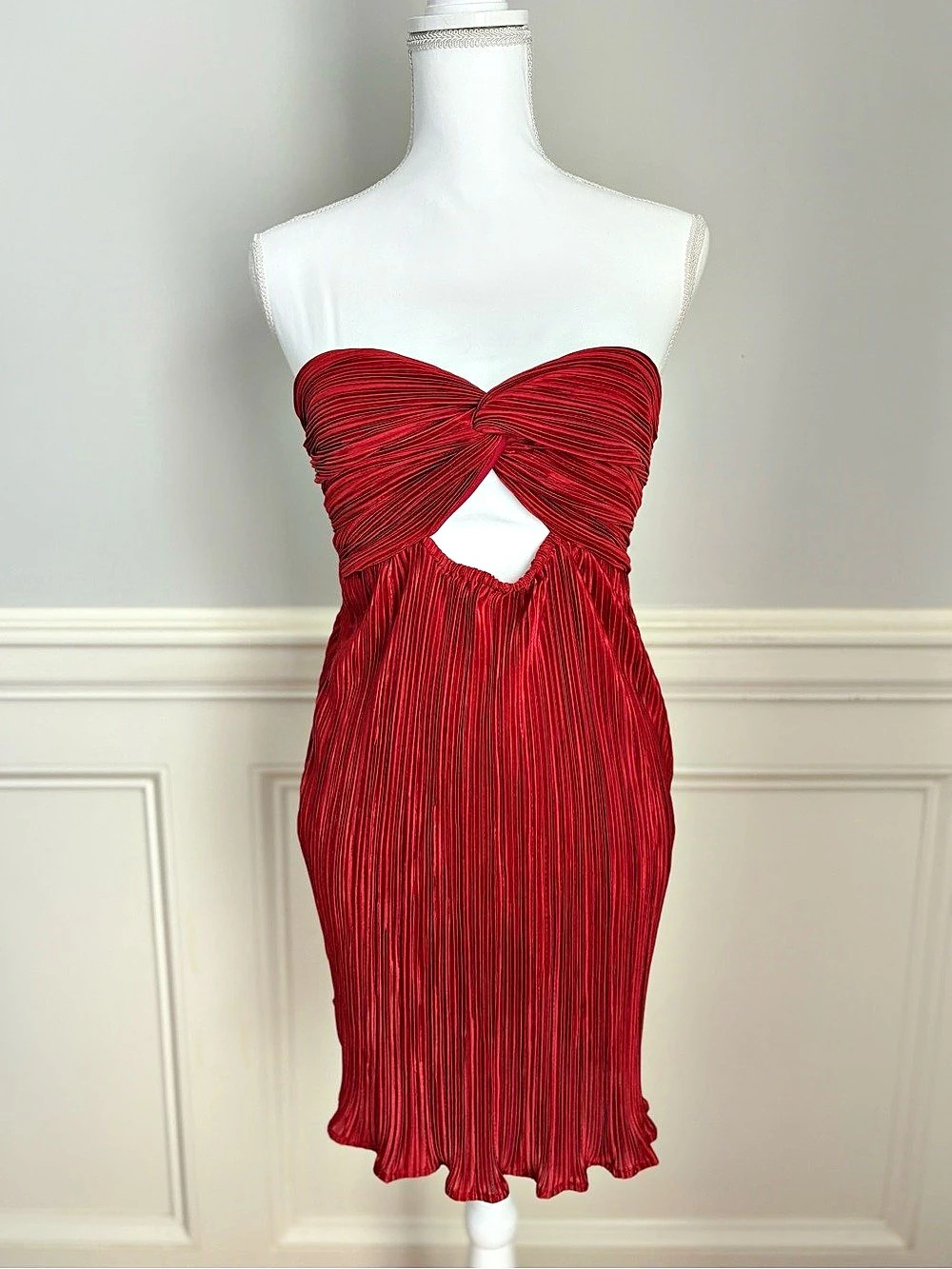 NWT Hello Molly Living Uptown Plisse Strapless Mini Dress